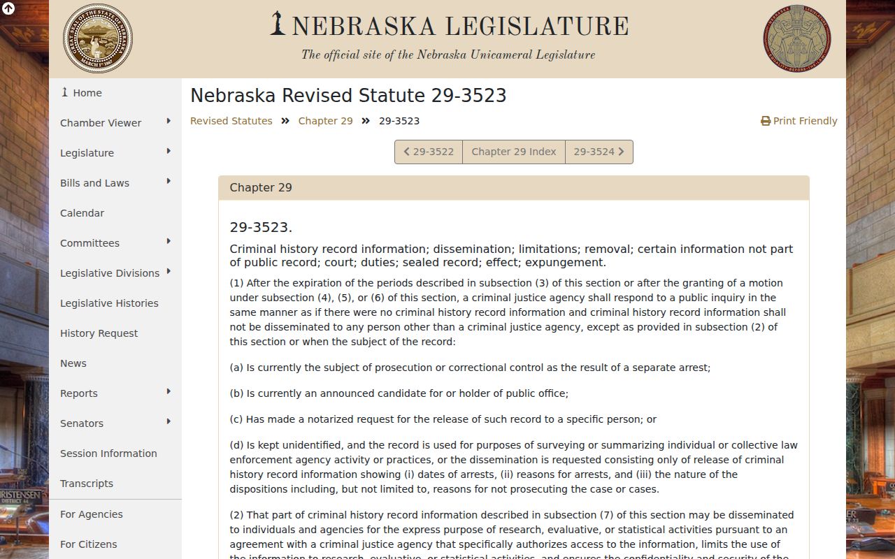 Dixon County arrest records under Nebraska dissemination law