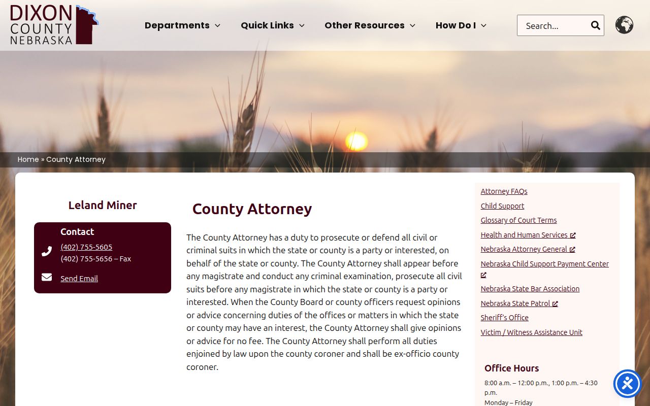 Dixon County criminal history County Attorney records information