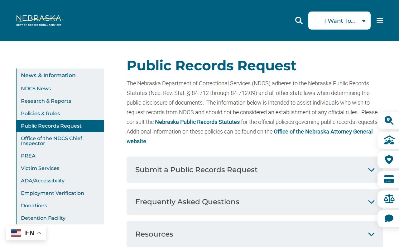 Dixon County criminal history NDCS public records request page