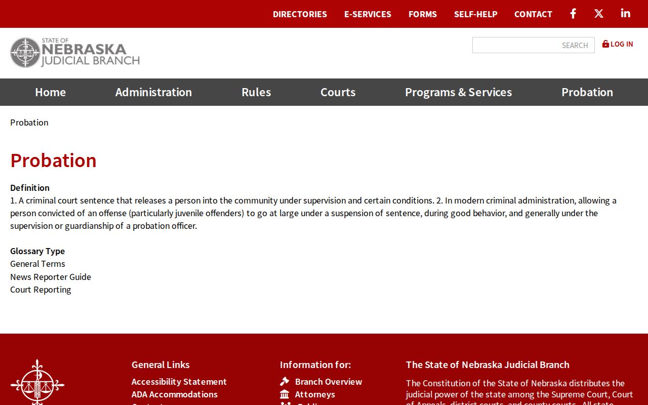 Dixon County criminal history Nebraska probation system overview