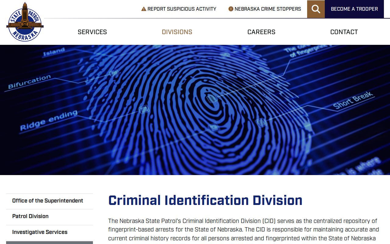 Dixon County criminal history Nebraska State Patrol repository information