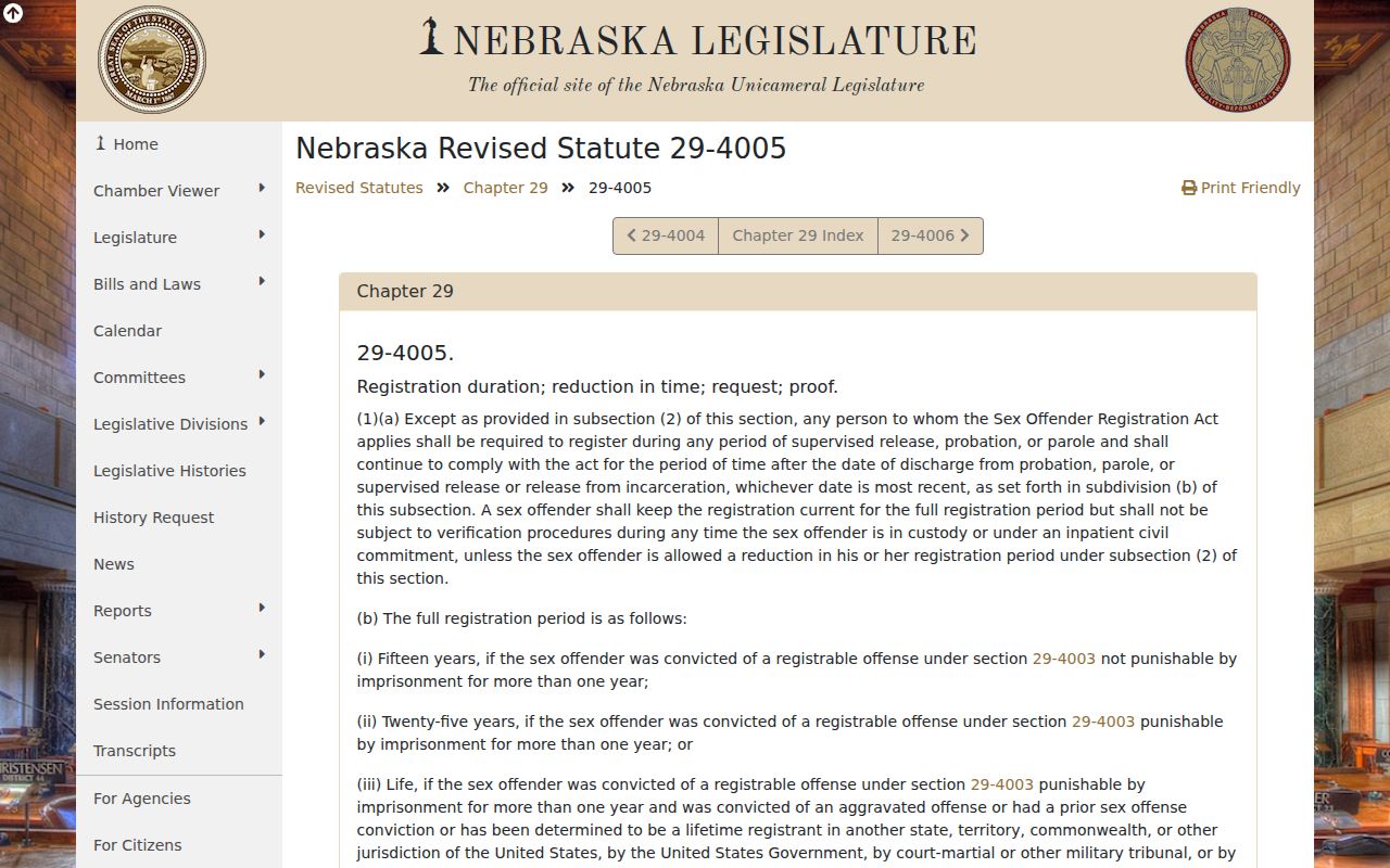 Dixon County sex offender registration periods under Nebraska law