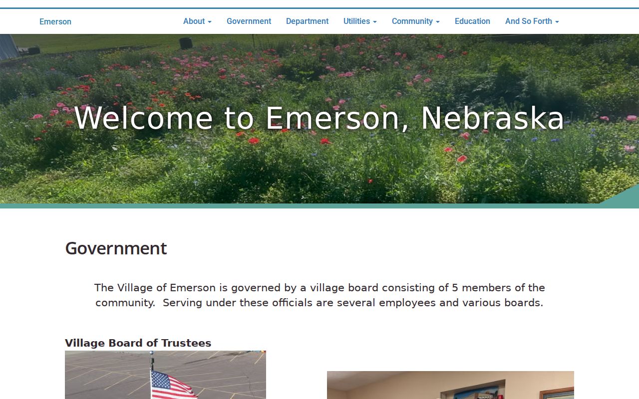 Emerson government page listing sheriff contacts for its three counties
